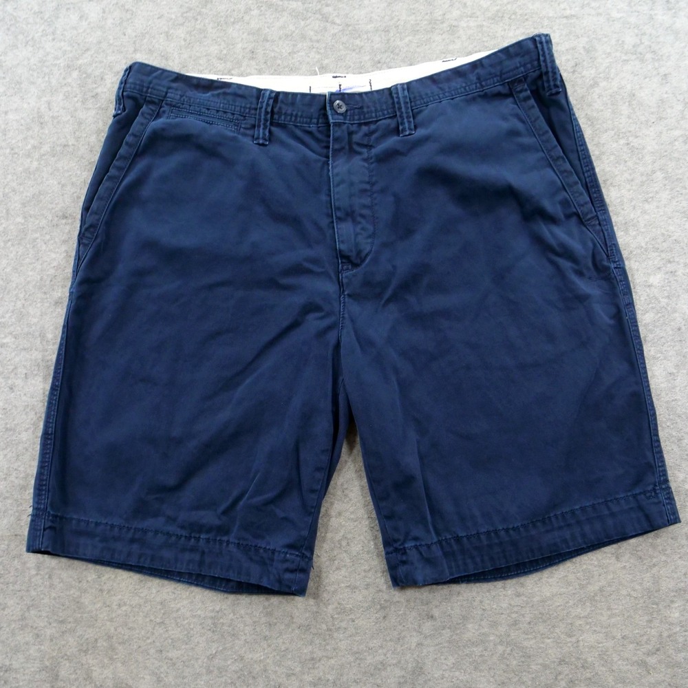 Polo Ralph Lauren Shorts Mens 38 Navy Blue Cotton Flat Front Chino Pony Logo